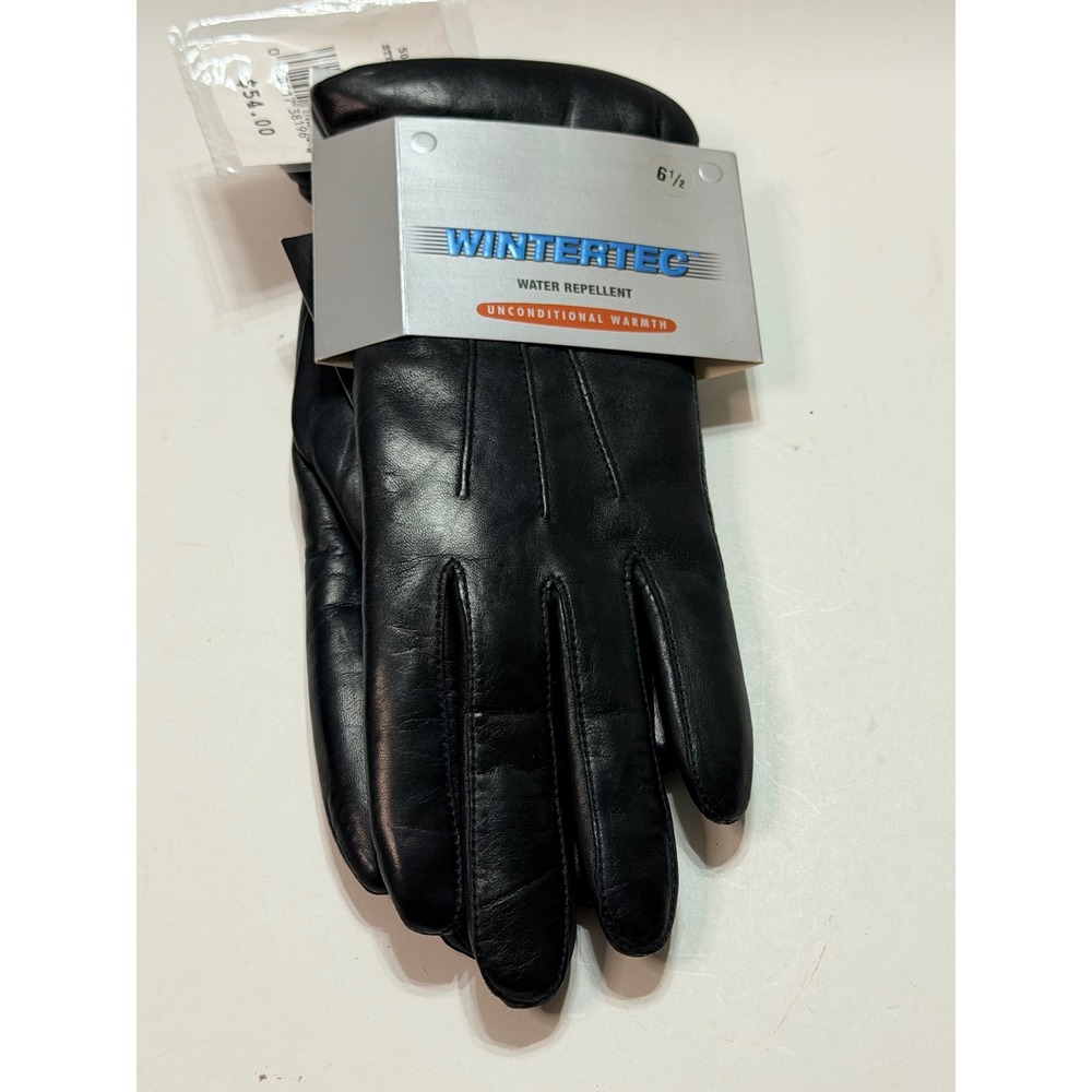 Wintertec Black Leather Thinsulate Water Repellent Gloves Size 6.5 NWT 5022